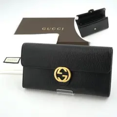 ✨Sランク✨　GUCCI 長財布　インターロッキング　GGロゴ　ダブルG 黒色