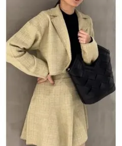 最終値下げ！rienda⭐︎クロップドWテーラードツイード二ットジャケット