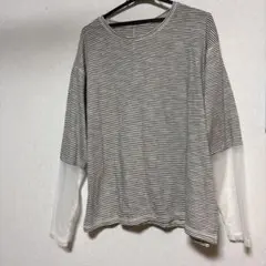 CIAOPANIC TYPY ボーダー 長袖カットソー シアー袖