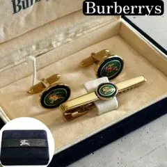 極美品 BURBERRY バーバリー ネクタイピン カフス ホースロゴ 赤