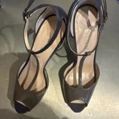 DIANA グレー ネイビー オープントゥ ハイヒール23センチ