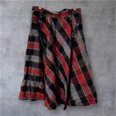 フレアスカート スカート 赤 黒チェック柄 ベルト付き レディース