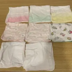 【中古品格安】ガーゼハンカチ　8枚 まとめ売り　無地　ミッフィー　総柄　白