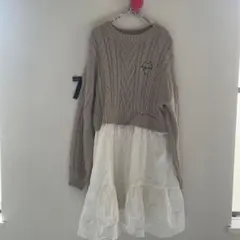 ALGY ベージュ ケーブルニット ワンピース