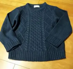 ネイビー ケーブル編み セーター 長袖