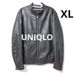 ユニクロシングルライダース フェイクレザージャケット XL 黒 大きいサイズ