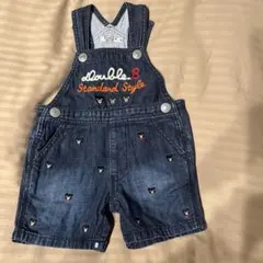 ミキハウス　double.B デニムショートオール クマ刺繍