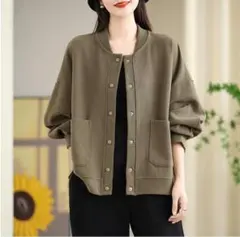 スタンドカラー カーディガン スウェット アウター おしゃれ＆カジュアル