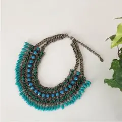 ZARA ビジューネックレス ターコイズ風
