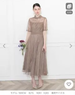 Leja ハイネック花柄レースウエストマークドレス