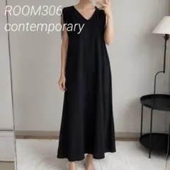 ルーム306コンテンポラリー ロング ワンピース ノースリーブ ラッフル 黒のサムネイル