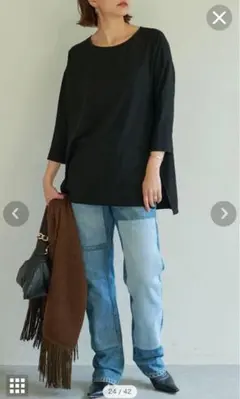 GALLARDAGALANTE／ほぼ未使用品ジャージーブラウスTシャツ ブラック 