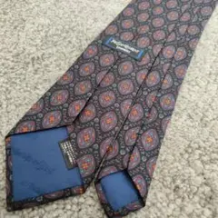 イブサンローラン　ネクタイ　小紋柄　花柄　ビジネス　紺　紫
