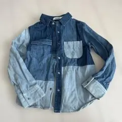 SLAP RIP デニム パッチワーク 長袖シャツ　120