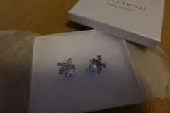 ブライダル パール リボンピアス