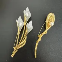 おしゃれなレトロブローチ2点