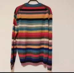 新品マルチカラーストライプウールセーター XL