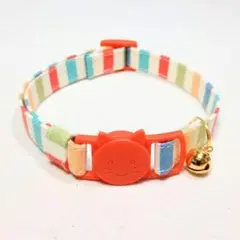 カラフルLストライプオレンジバックル 軽量猫首輪