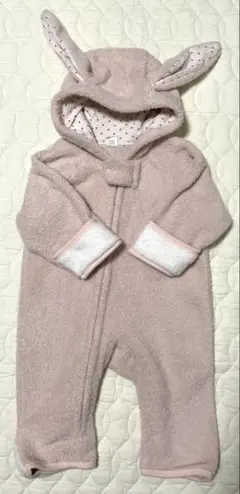 ウサギ耳フード付きフリースアウター 50-70cm