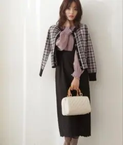 プロポーションボディドレッシングチェックジャガードカーディガン