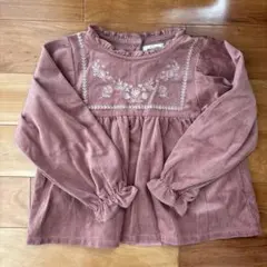 ペアマノン　コーデュロイ刺繍シャツ ピンク