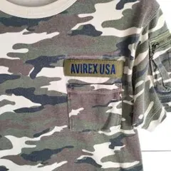 AVIREX アヴィレックス ファティーグ Vネック Tシャツ S カモフラ