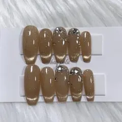 ネイルチップ現品 マグネットフレンチ ワンホン ちゅるん ビジュー フラッシュ