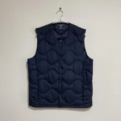 【美品】UNIQLOユニクロウルトラライトダウンウェーブキルトベスト ネイビーL