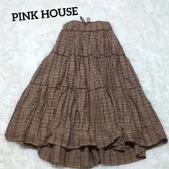 （美品）　ピンクハウス　ロングスカート　ティアード　ウエストリボン　フレア