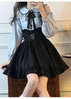 新品 水色 セットアップ 半袖/長袖 リボン付き 可愛い 量産型 地雷系