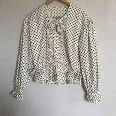 INGEBORG アイボリードット柄リボン付きブラウス