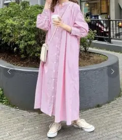 【Discoat】ストライプギャザーワンピース