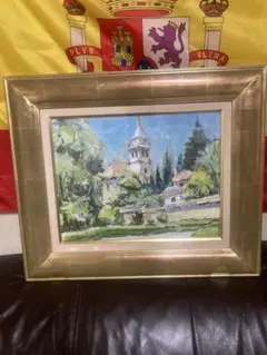 更に値下げしました】風景画 油彩画 装飾的フレーム付き - メルカリ