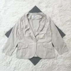 ハナエモリ テーラードジャケット 44 襟スパンコール 薄手 LL