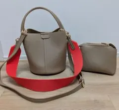 210nouve 配色ショルダー付きバケットバッグ