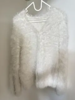 シャギーカーディガン ふわふわ ホワイト レディース 服