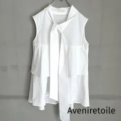 近年モデル✨AVENIRETOILE✨ジャガードバックフリルブラウス ノースリ 