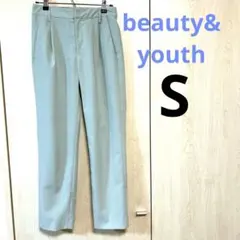 値下げ【BEAUTY&YOUTH】カラーパンツ　タックパンツ　グリーン　Sサイズ