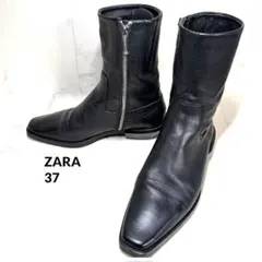 【美品】 ZARA ザラ サイドジップ ブーツ 黒 チェルシーブーツ 37