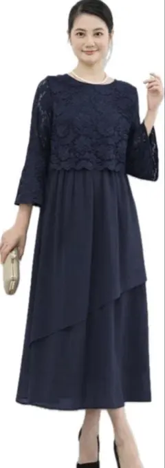 新品タグ付き黒 レースフレアワンピースLサイズ入学セレモニー