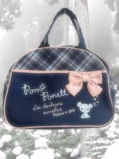 Pom Ponette チェック柄トートバッグ