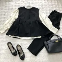 セレモニー コーデ売 セットアップ 卒業式 入学式 ジレ ブラウス パンツ 3点