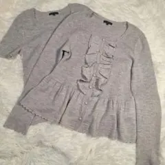 トゥービーシック アンサンブル ウール92% フリル グレー M相当