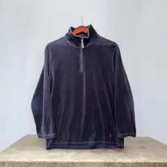 ラルフローレン ベロア ハーフジップ スウェット カットソー ネイビー　裾ポニー