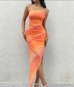 オレンジキャミワンピース