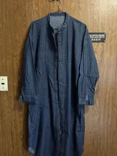 ダークデニム ピンタック ロングシャツワンピース