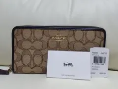 コーチ 長財布 ベージュ ロゴパターン