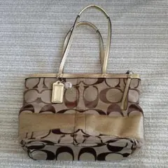 COACH コーチ　トートバッグ ブラウン ゴールド　キャメル