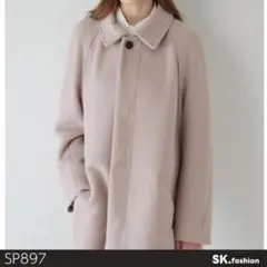 美品 Lui's ロングコート 長袖 無地 ラグランスリーブ 比翼仕立て