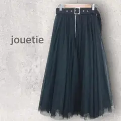 【ジュエティ】ロングフレアスカート M チュール ベルト付き フェミニン 無地
